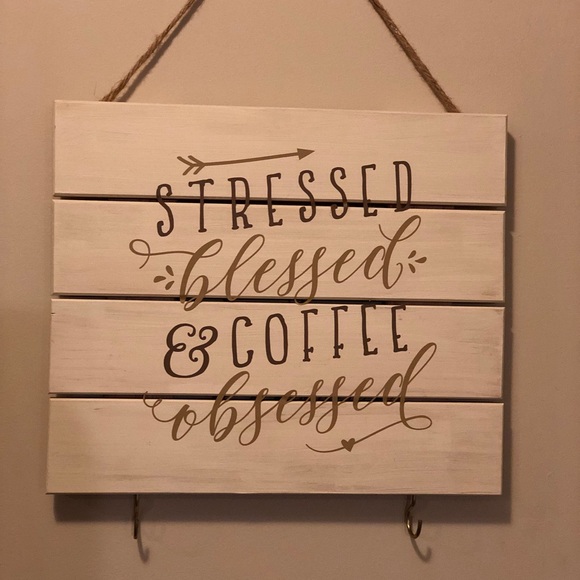 Coffee Theme Wall Board With Hooks - Picture 2 of 3